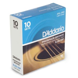 D'Addario Cuerdas de Phosphor Bronze para Guitarra Acústica, Pack de 10