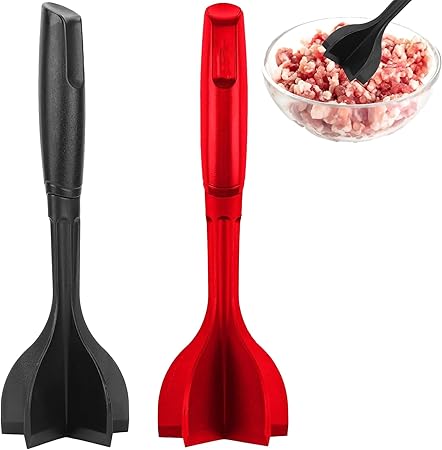 Two Davon Minced Meat Masher, Meat Masher, Meat Chopper, Meat Grinder for Burgers, Minced Meat Chopper, Non-Stick Kitchen Aid with Ergonomic Handle for Mixing, Pack of 2