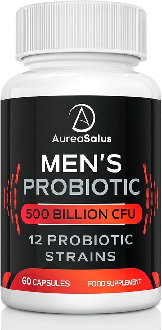 Probiotic for Men, 500 Billion CFU 12 Strains, Men's Probiotic with Cranberry, Turmeric, Goji Berry, Probiotics for Gut & Digestive Health, Gluten and Dairy Free, 60 Capsules (60 Count (Pack of 1))