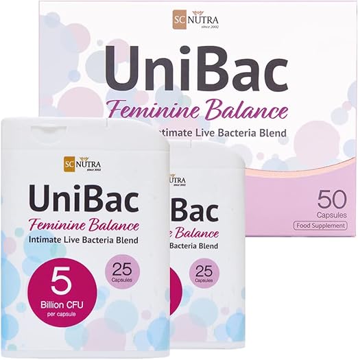 Probiotics for Women | Vaginal Probiotics | Thrush, Cystitis, UTI & Bacterial Vaginosis | UniBac Feminine Balance Intimate Flora | Capsules – 50 Count