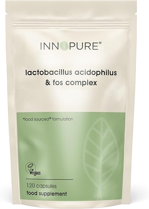 INNOPURE Acidophilus Probiotic & Prebiotics - 120 Capsules - Easy to Swallow Lactobacillus Acidophilus Supplement Complex for Gut & Digestive Health - High Strength 5 Billion CFU - UK Made