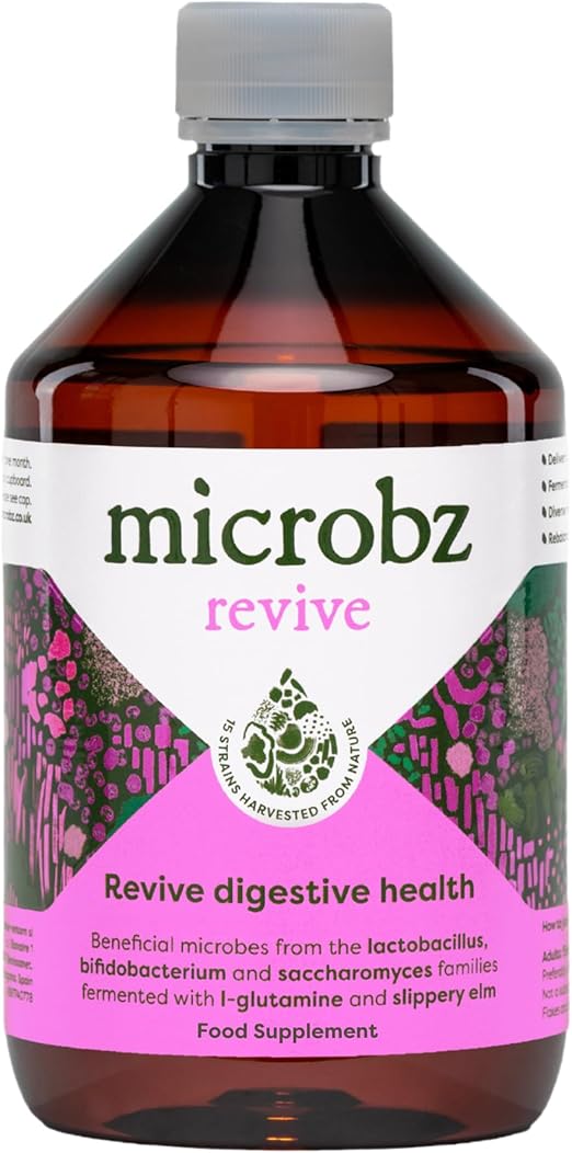 MICROBZ Revive Liquid PROBIOTIC – Bio Culture Complex Probiotics for Gut Health & Digestive Support Supplement, Multi Strain Live Friendly Bacteria for Women, Men & Kids | 1 Month Supply