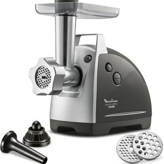 Moulinex ME6868 Meat Mincer Meat Mincer | 2200 Watt | 4 Accessories Included | Safe Reverse System | Black/Silver