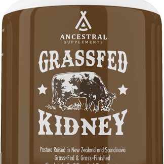 Ancestral Supplements Grass Fed Beef Kidney Supplement, 3000mg, DAO Enzyme Supplement, Kidney Support for Urinary and Histamine Health, Selenium, B12, Non-GMO, 180 Capsules