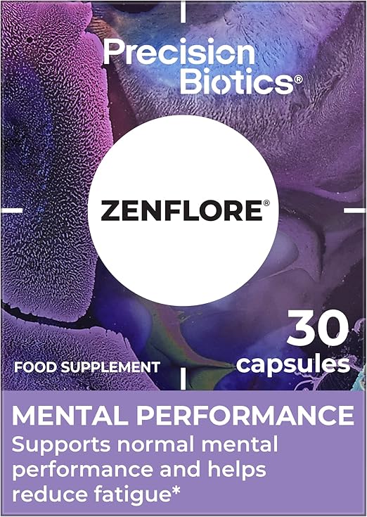 Zenflore by PrecisionBiotics - Probiotics Supplement with Unique Bifidobacterium Longum Bacteria Strain 1714 + Vitamin B6 and B12 - for Mental Performance - 30 Capsules