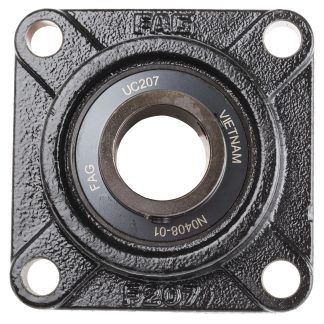 Cuscinetto flangiato FAG, 4 fori di montaggio da 14 mm, Ø int 35mm, dimensioni 117mm x 117mm x 44.4mm, in Ghisa