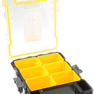 Contenitore modulare Stanley in PC, 6 scomparti regolabili, 359mm x 115mm x 261mm, Coperchio trasparente