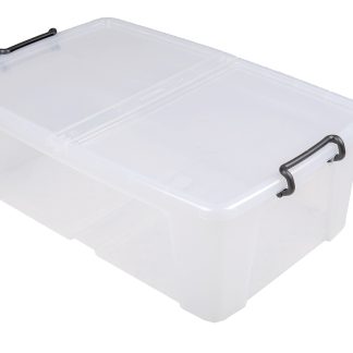 Scatola di stoccaggio RS PRO in Polimero, 50L, col. Trasparente, 230mm x 450mm x 700mm