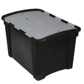 Scatola di stoccaggio RS PRO in PP, 60L, col. Nero, grigio, 385mm x 595mm x 412mm