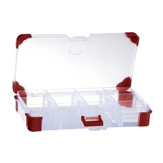 Contenitore modulare RS PRO in Polipropilene, 12 scomparti regolabili, 30mm x 170mm x 100mm, Coperchio trasparente