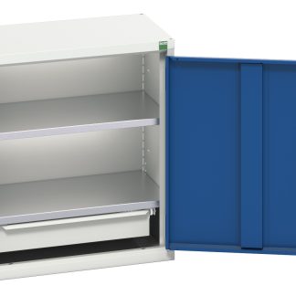 Armadietto a 1 anta Bott in Acciaio, 525 x 350 x 600mm, 2 ripiani, 1 cassetto, Bloccabile