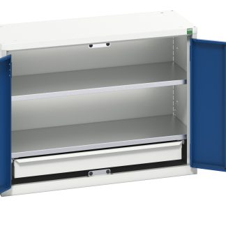 Armadietto a 2 ante Bott in Acciaio, 800 x 350 x 600mm, 2 ripiani, 1 cassetto, Bloccabile