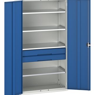 Armadietto da pavimento Bott in Acciaio, 1050 x 550 x 2000mm, 4 ripiani, 2 cassetti, Bloccabile