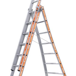 Scala TUBESCA a 8 gradini, apertura 5.13m, alt. piattaforma 8.86m, montanti in Alluminio