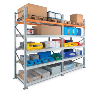 Alloggiamento base RAL 2004, RAL 7035 Acciaio galvanizzato Manorga 5 ripiani, 3000mm x 2700mm, 1100mm, capacità di