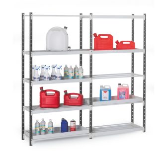 Alloggiamento base Grigio chiaro RAL 7035 Lamiera di acciaio Manorga 5 ripiani, 2000mm x 1000mm, 500mm, capacità di