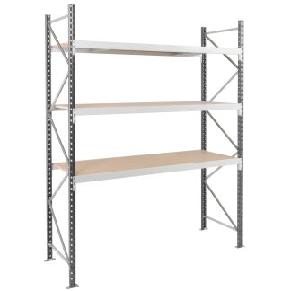 Alloggiamento base Grigio chiaro RAL 7035 Truciolato, acciaio galvanizzato Manorga 3 ripiani, 2000mm x 2500mm, 800mm,