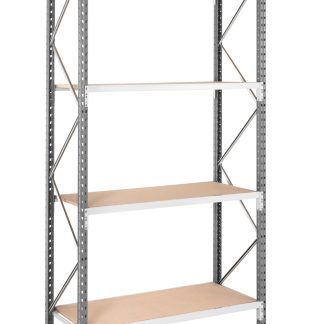 Alloggiamento base Grigio chiaro RAL 7035 Truciolato, acciaio galvanizzato Manorga 4 ripiani, 2500mm x 1500mm, 600mm,