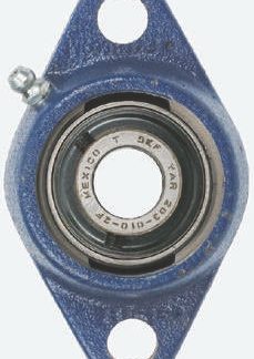 Cuscinetto flangiato SKF, 2 fori di montaggio da 11,5mm, Ø int 15mm, dimensioni 98.5mm x 57mm x 32.9mm, in Ghisa