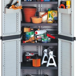 Armadietto di stoccaggio da pavimento a 2 ante RS PRO in PP, 1818 x 700 x 438mm, 4 ripiani, Bloccabile