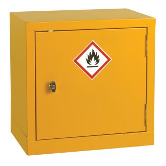 Armadietto per liquidi infiammabili a 1 anta RS PRO in Acciaio, 457mm x 457mm x 305mm, col. Colore giallo, Bloccabile
