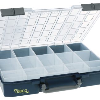 Contenitore modulare Raaco, 15 scomparti, 79mm x 413mm x 330mm, Coperchio trasparente