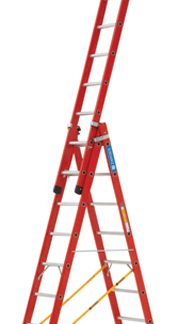 Scala combinata Zarges a 24 gradini, apertura 2.45 → 5.80m, montanti in Alluminio