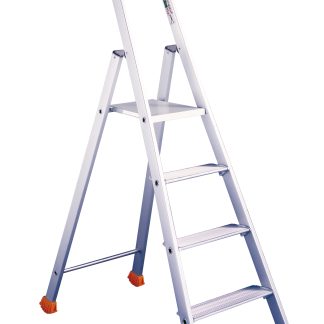 Scala TUBESCA a 4 gradini, apertura 1.54m, alt. piattaforma 0.88m, montanti in Alluminio anodizzato