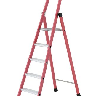 Scala TUBESCA a 5 gradini, apertura 1.81m, alt. piattaforma 1.15m, montanti in Fibra di vetro