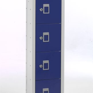 Armadietto Colore blu RS PRO 4 porta, 915 mm x 250mm x 180mm