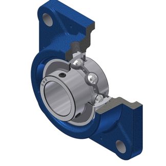 Cuscinetto flangiato SNR, 4 fori di montaggio, Ø int 25mm, in Fusione grigia