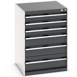 Armadietto da pavimento Bott in Lamiera di acciaio, 650 x 650 x 900mm, 6 cassetti