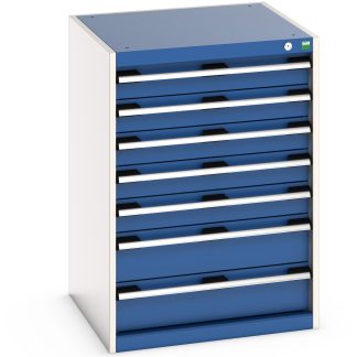 Armadietto da pavimento Bott in Lamiera di acciaio, 650 x 650 x 900mm, 7 cassetti