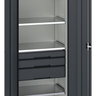 Armadietto da pavimento a 2 ante Bott in Lamiera di acciaio, 800 x 550 x 2000mm, 4 ripiani, 3 cassetti