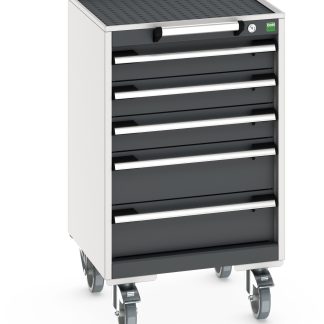 Armadietto da pavimento Bott in Lamiera di acciaio, 525 x 525 x 885mm, 5 cassetti