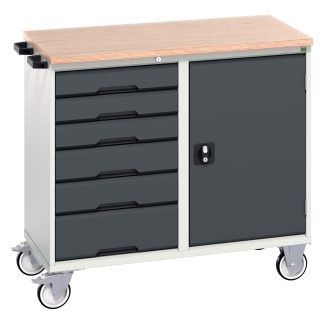 Carrello porta attrezzi da pavimento a 1 anta Bott in Lamiera di acciaio, 1050 x 600 x 980mm, 1 ripiano, 6 cassetti