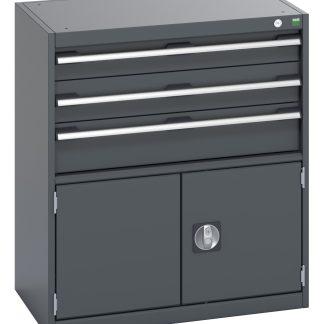 Armadietto da pavimento a 2 ante Bott in Lamiera di acciaio, 800 x 525 x 900mm, 3 cassetti