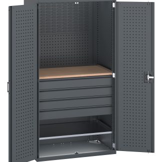 Armadietto da pavimento a 2 ante Bott in Lamiera di acciaio, 1050 x 650 x 2000mm, 1 ripiano, 4 cassetti