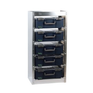 Sistema a scaffali Alluminio Alluminio Raaco 5 ripiani, 992mm x 486mm, 380mm, capacità di carico 80kg
