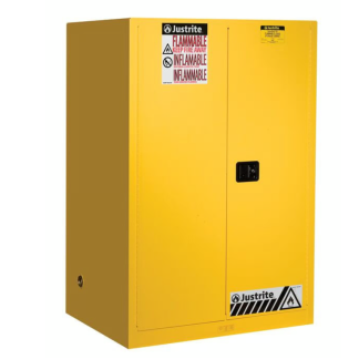 Armadietto a 2 ante Justrite in Acciaio di misura, 1651mm x 1092mm x 864mm, col. Colore giallo, Bloccabile