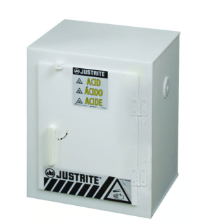 Armadietto a 1 anta Justrite in Polietilene, 558.8mm x 431.8mm x 431.8mm, col. Bianco, Bloccabile