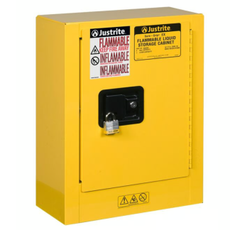 Armadietto a 1 anta Justrite in Acciaio, 559mm x 432mm x 203mm, col. Colore giallo, Bloccabile