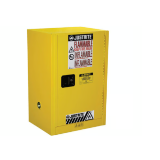 Armadietto a 1 anta Justrite in Acciaio, 889mm x 591mm x 457mm, col. Colore giallo, Bloccabile