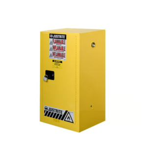 Armadietto a 1 anta Justrite in Acciaio, 1118mm x 591mm x 457mm, col. Colore giallo, Bloccabile