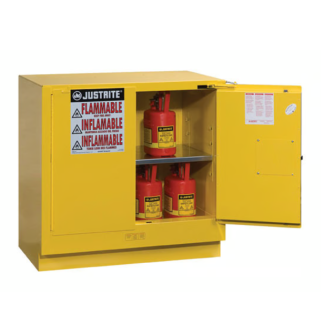 Armadietto a 2 ante Justrite in Acciaio, 889mm x 889mm x 559mm, col. Colore giallo, Bloccabile