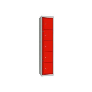 Armadietto di stoccaggio Acciaio Grigio chiaro, Rosso RS PRO 5 porta No, 1778 mm x 381 mm x 457mm