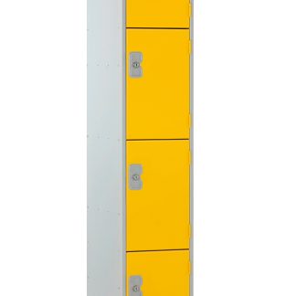 Armadietto Acciaio Grigio chiaro, Giallo RS PRO 4 porta No, 1800 mm x 300 mm x 300mm