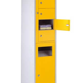 Armadietto di stoccaggio Acciaio Grigio chiaro, Giallo RS PRO 10 porta No, 1778 mm x 381 mm x 457mm