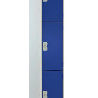 Armadietto Acciaio Blu, Grigio chiaro RS PRO 3 porta No, 1800 mm x 300 mm x 380mm