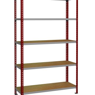 Sistema a scaffali Colore rosso RS PRO 5 ripiani, 1980mm x 1500mm, 600mm, capacità di carico 360kg